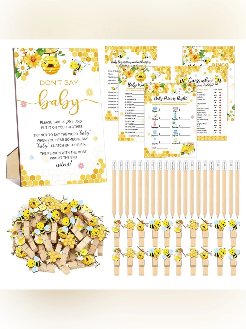 Honey Bee-Themed Baby Shower Game Kit